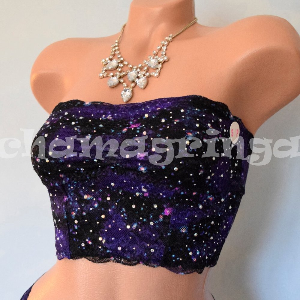 Victoria's Secret PINK Bling Cosmic Galaxy Constellation Bralette Bustier Size M